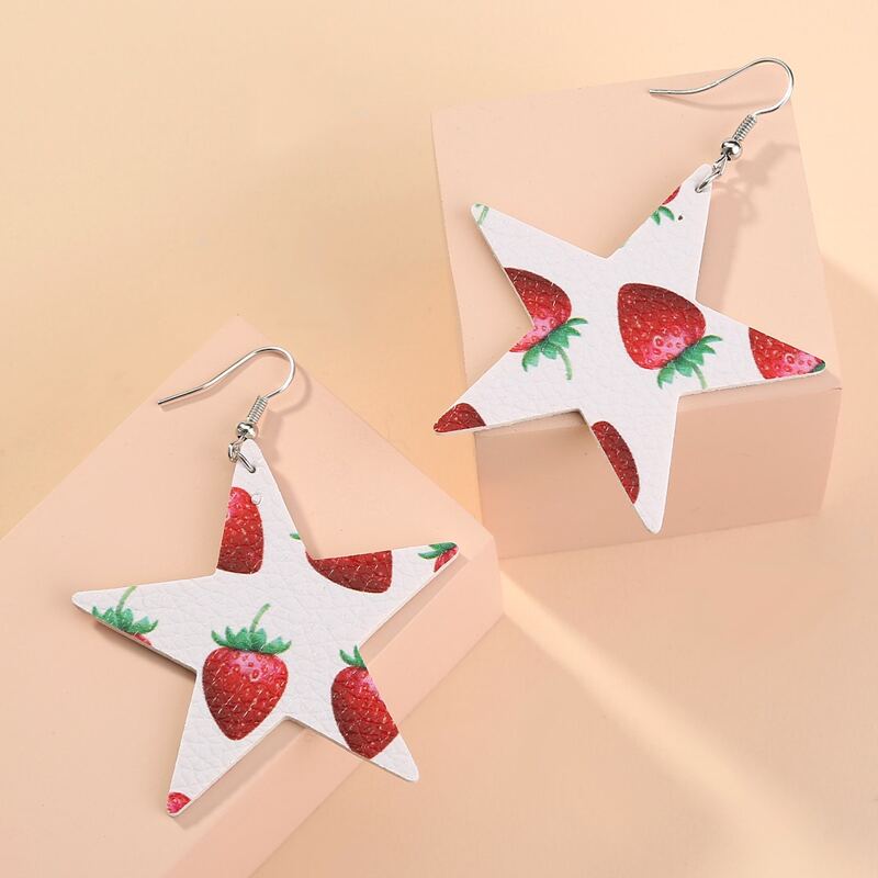 

Fruit Pattern Star Drop Earrings, Multicolor