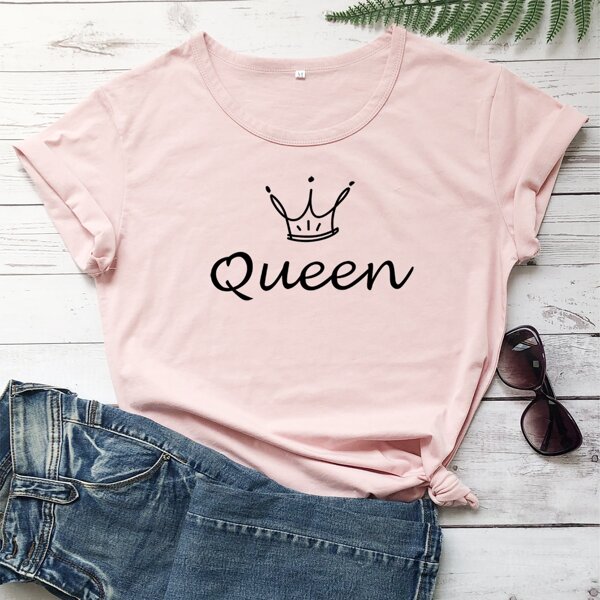 

Plus Letter And Graphic Tee, Pink