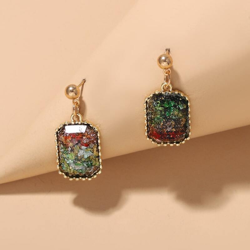 

Colorful Geo Drop Earrings, Multicolor