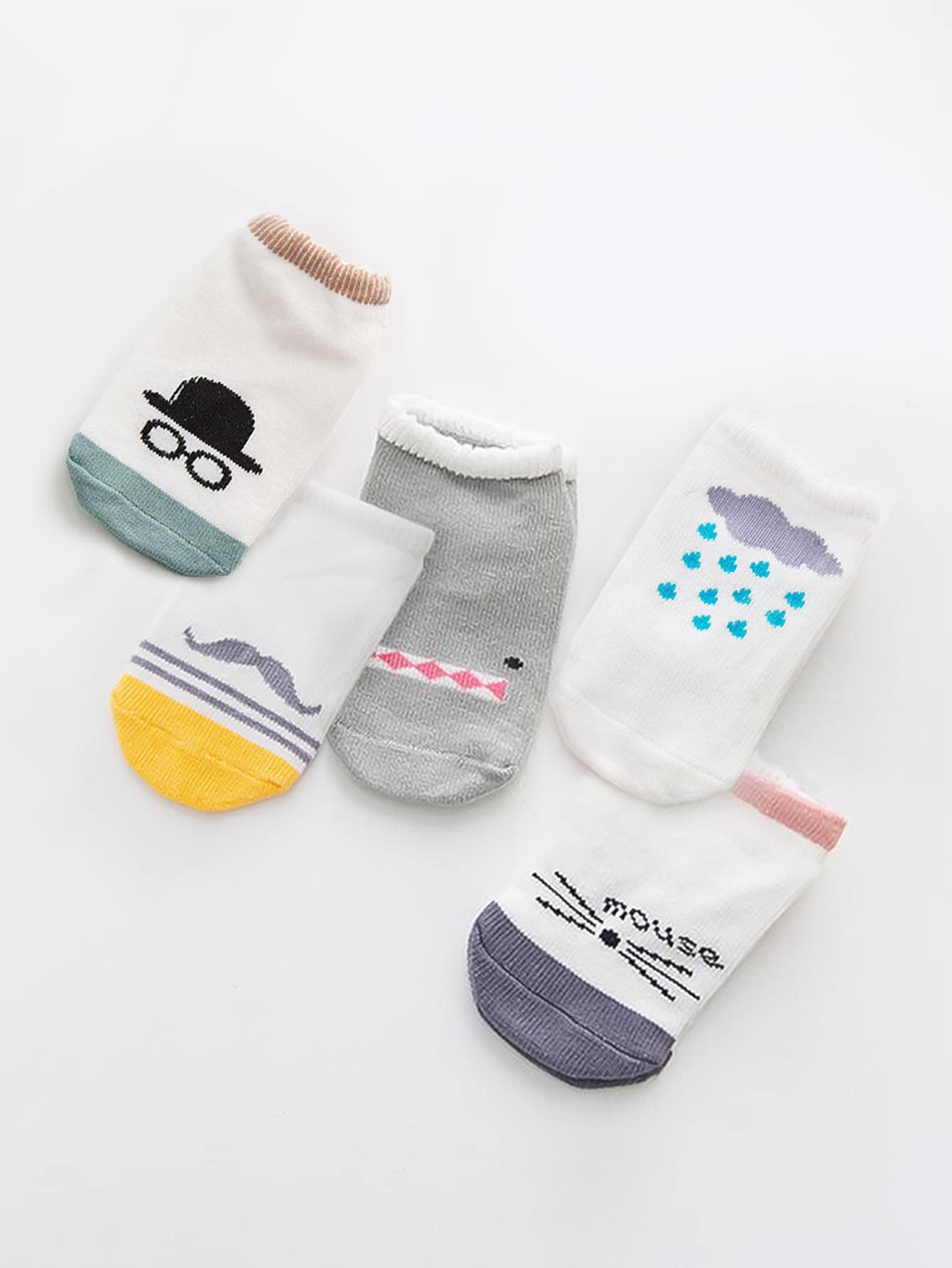 5pairs Baby Letter Graphic Socks - Multicolor - View 1