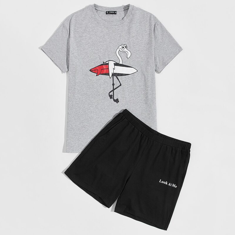 

Guys Cartoon Graphic Top and Shorts PJ Set, Multicolor