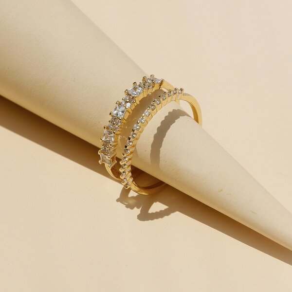 

Rhinestone Cuff Ring, Gold
