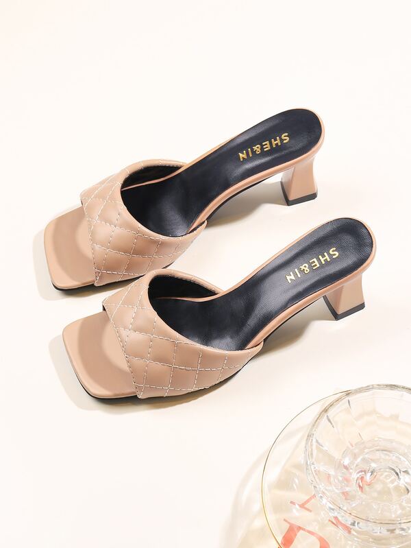 quilted open toe heels