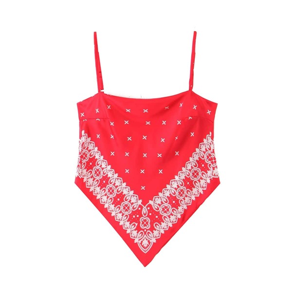 

Bandana Print Tie-Back Cami Top, Red