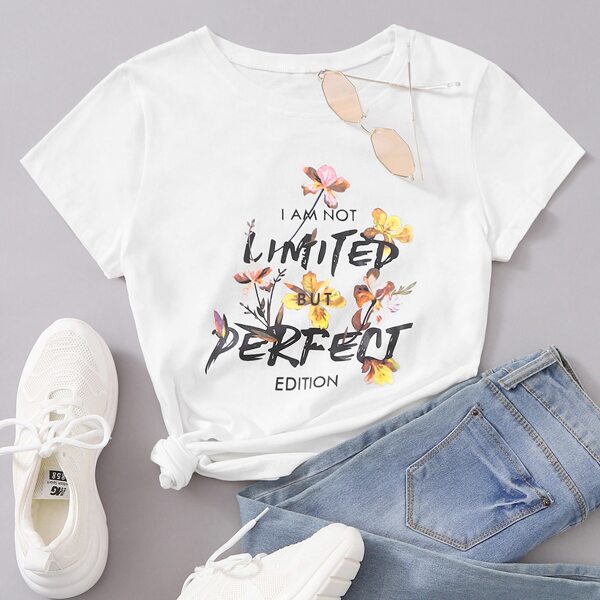 

Floral Ans Slogan Graphic Tee, White