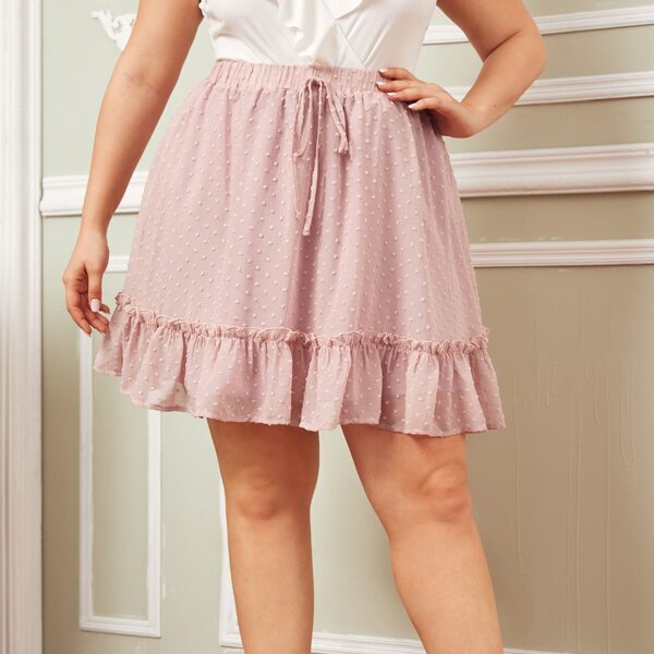 

Plus Ruffle Hem Swiss Dot Chiffon Skirt, Baby pink