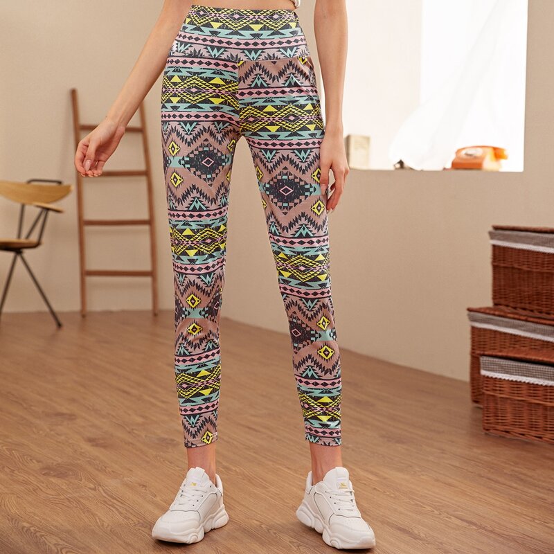

Wide Band Waist Tribal Print Leggings, Multicolor