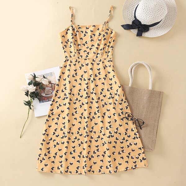 

Allover Floral Midi Cami Dress, Yellow