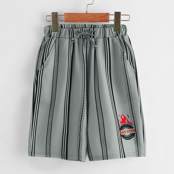 

Boys Graphic and Striped Shorts, Grey