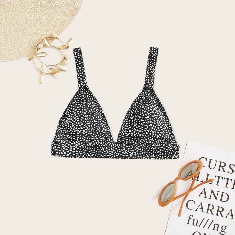 

Dalmatian Triangle Bikini Top, Black