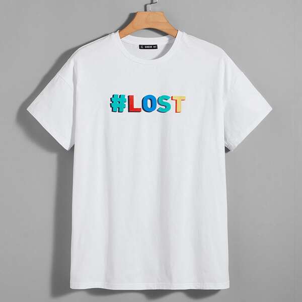 

Мужской топ с текстовым принтом, Белый