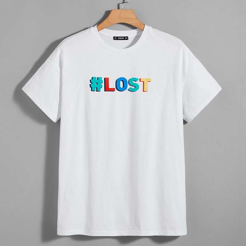 

Guys Colorful Letter Graphic Top, White
