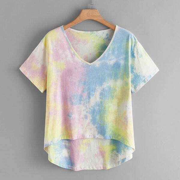 

Plus Tie Dye High Low Hem Tee, Multicolor