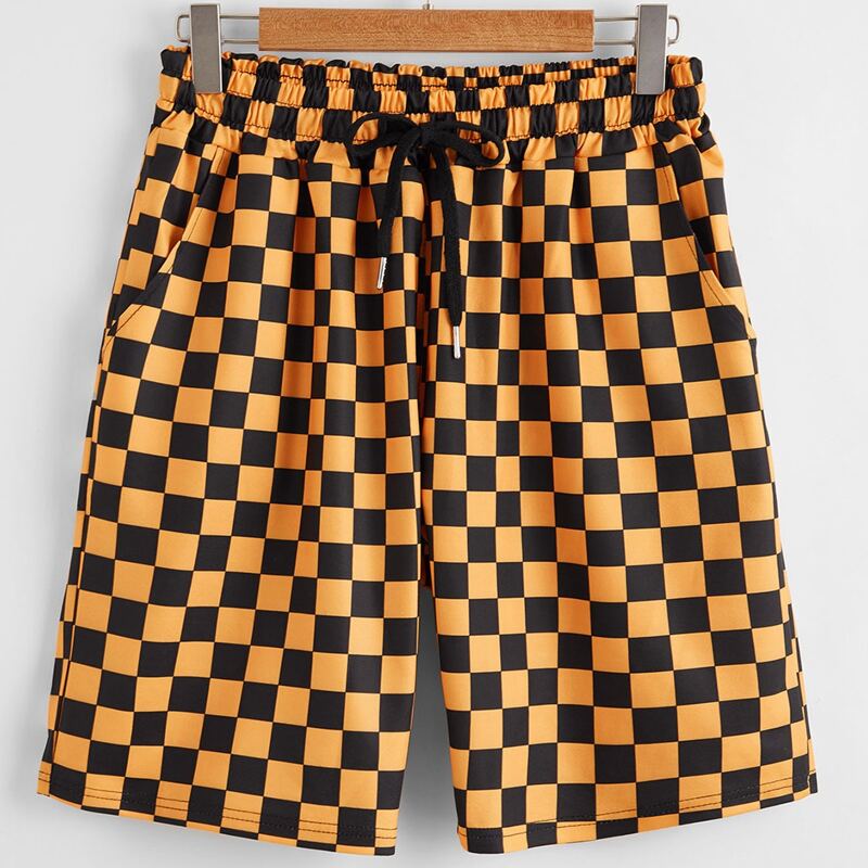 

Guys Checkerboard Plaid Drawstring Waist Shorts, Multicolor