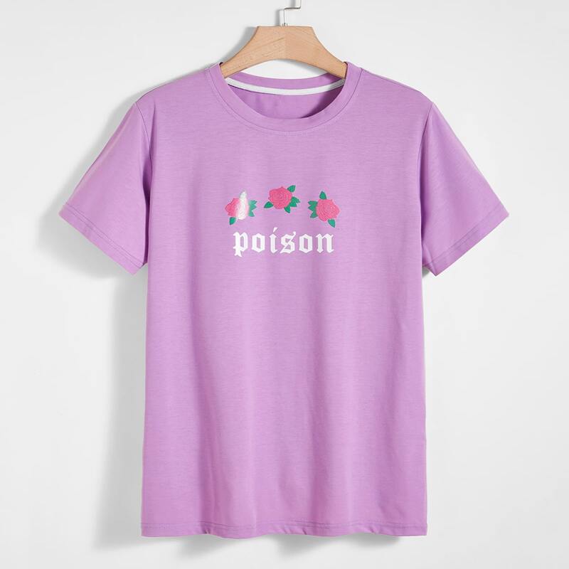 

Guys Floral And Letter Graphic Tee, Purple