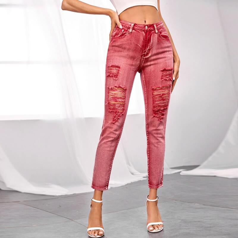 

Ripped Detail Skinny Jeans, Red