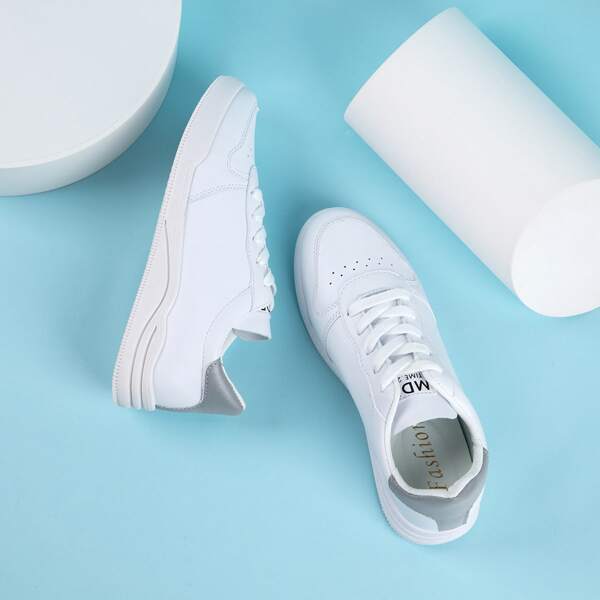 

Lace-up Front Low Top Sneakers, White