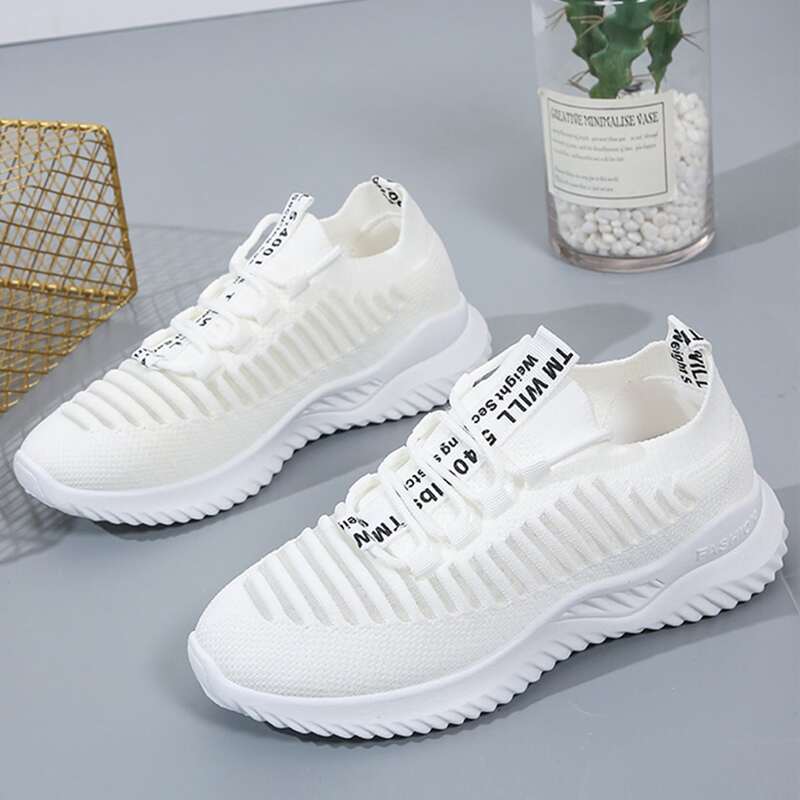 

Lace-up Front Breathable Sneakers, White