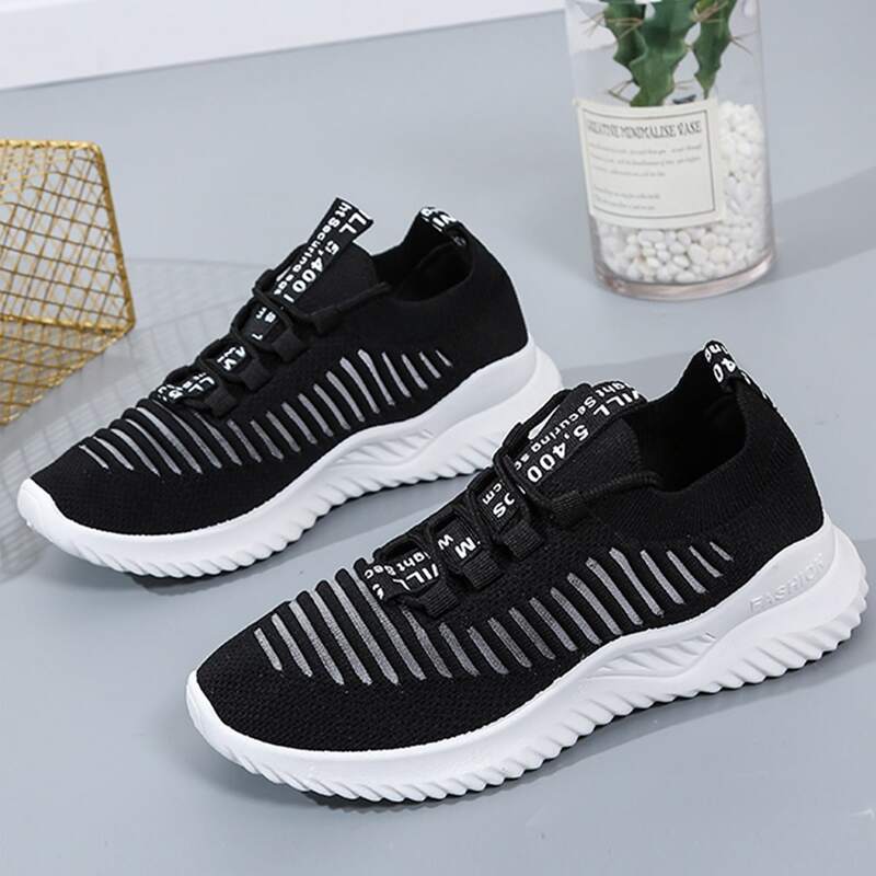 

Lace-up Front Breathable Sneakers, Black