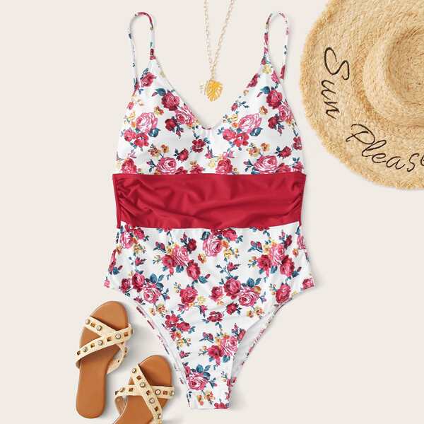 

Plus Floral One Piece Swimsuit, Multicolor