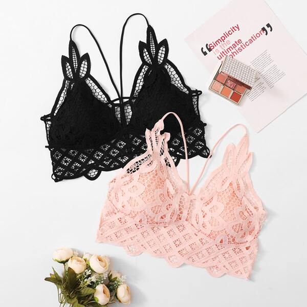 

2pack Plus Guipure Lace Bra Set, Multicolor