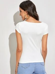 SHEIN Essnce 大圓領帽袖t恤