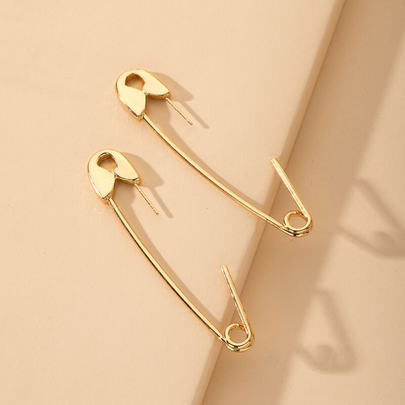 

Safety Pin Earrings, Gold