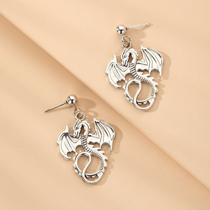 

Animal Drop Earrings, Silver