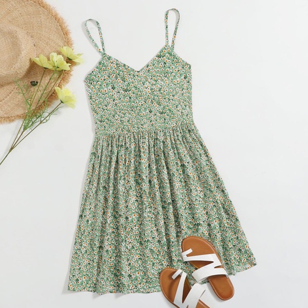

Daisy Floral Slip Dress, Green