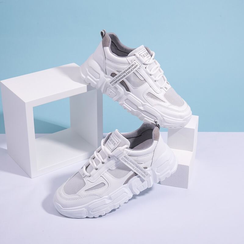 

Lace-up Front Mesh Panel Sneakers, White