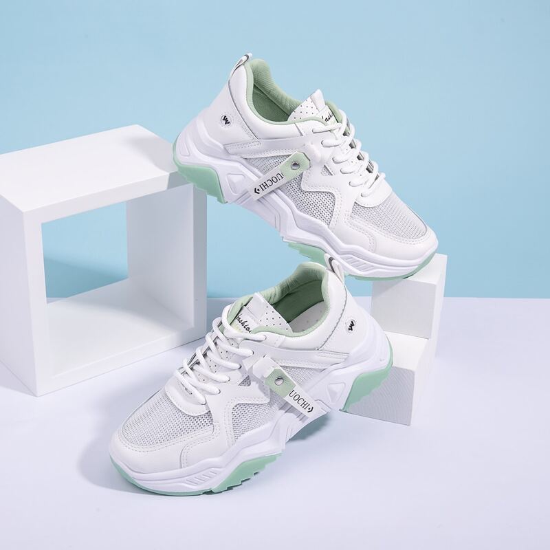

Lace-up Front Mesh Panel Sneakers, White