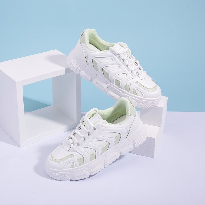 

Lace-up Front Colorblock Sneakers, White