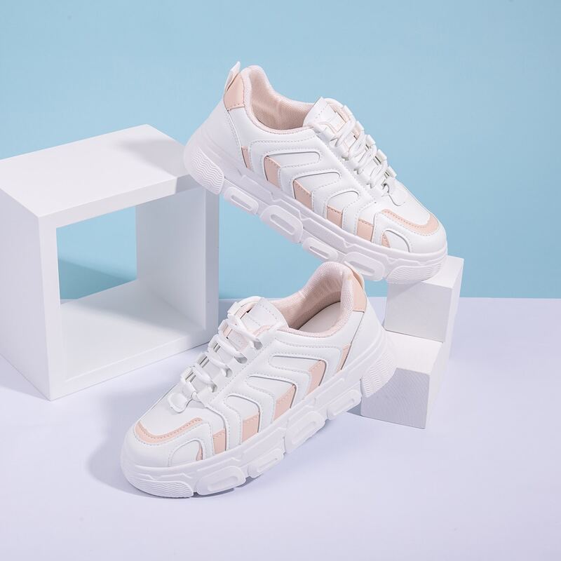 

Lace-up Front Colorblock Sneakers, White