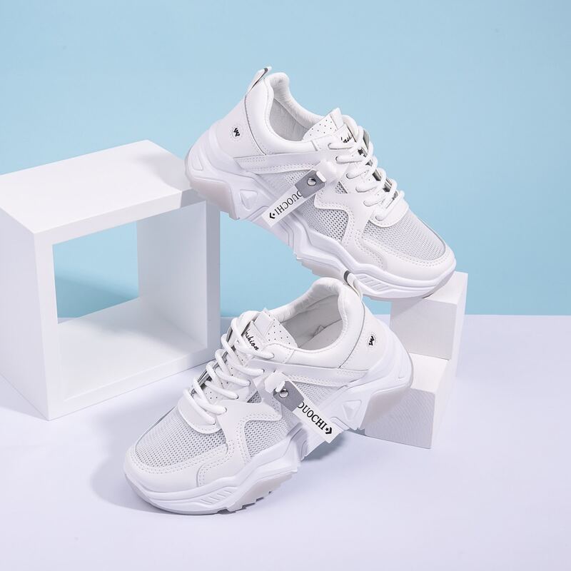 

Lace-up Front Mesh Panel Sneakers, White