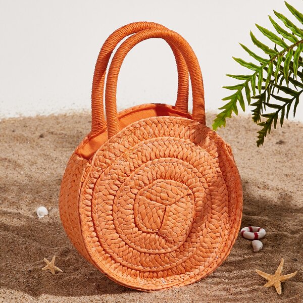 

Плетеная круглая большая сумка, Оранжевый