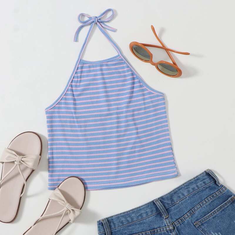 

Striped Halter Top, Blue