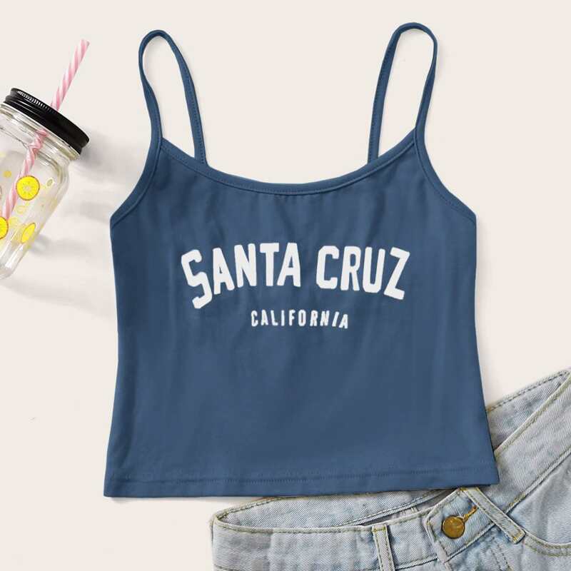 

Letter Graphic Crop Cami, Blue