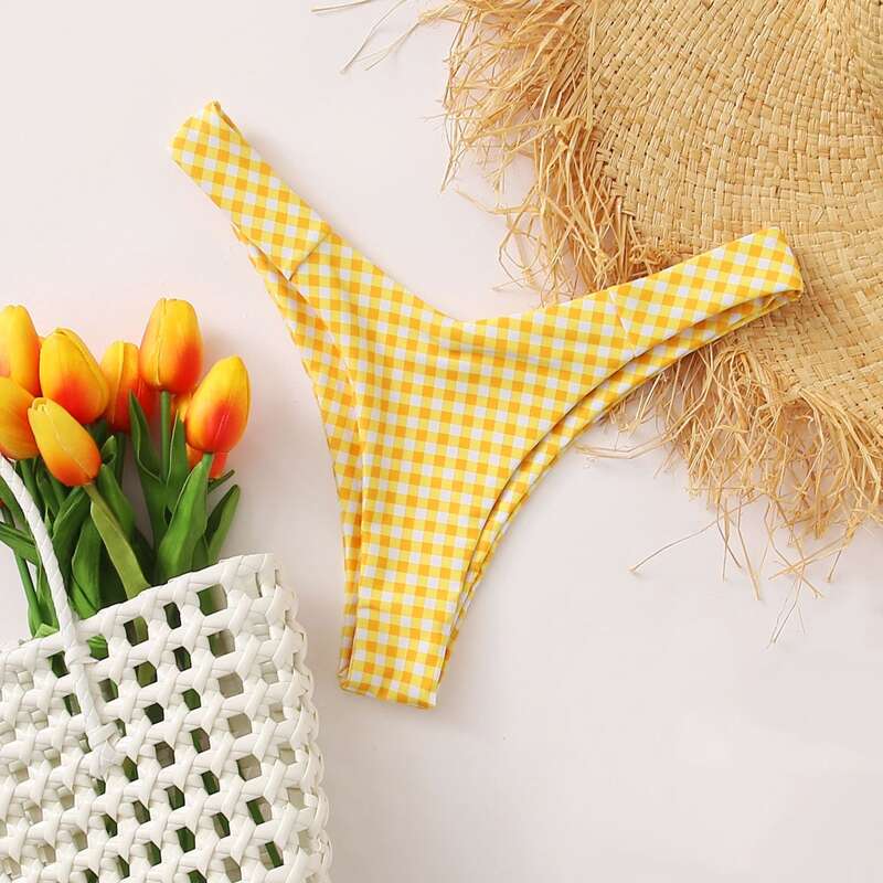 

Gingham High Leg Bikini Panty, Yellow