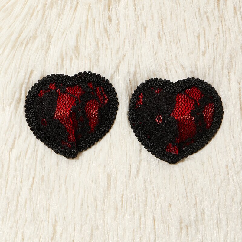 

1pair Heart Shaped Lace Nipple Cover, Black