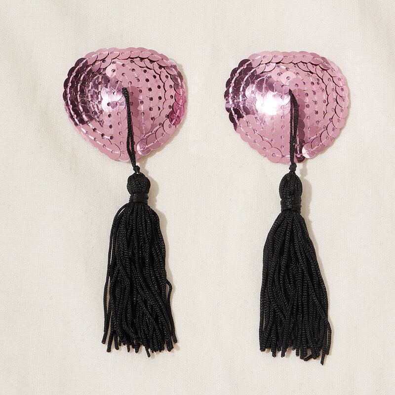 

1pair Tassel Charm Sequin Nipple Cover, Pink