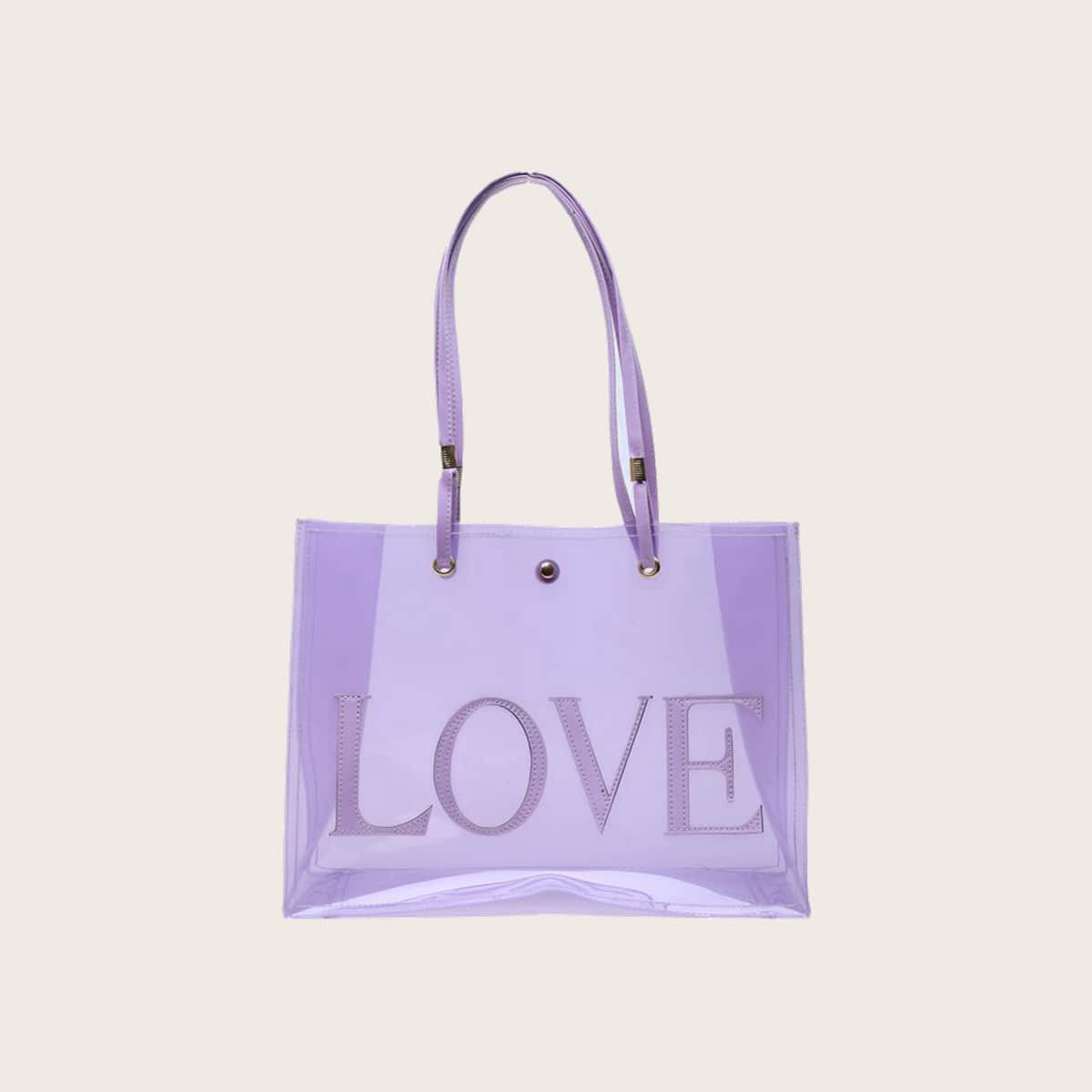 

Letter Graphic Clear Tote Bag, Purple