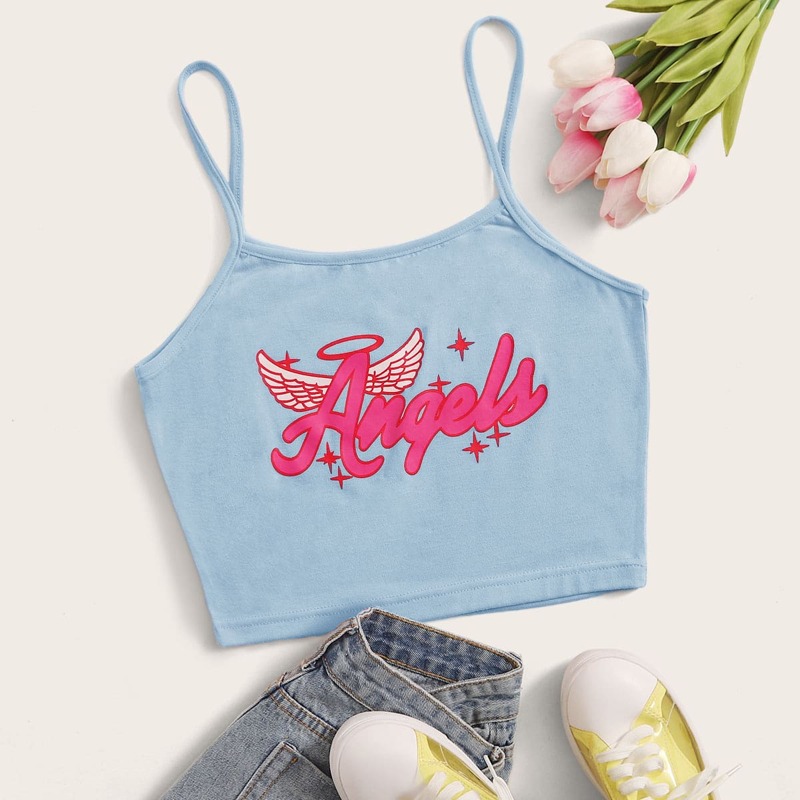 Letter Graphic Cami, Blue