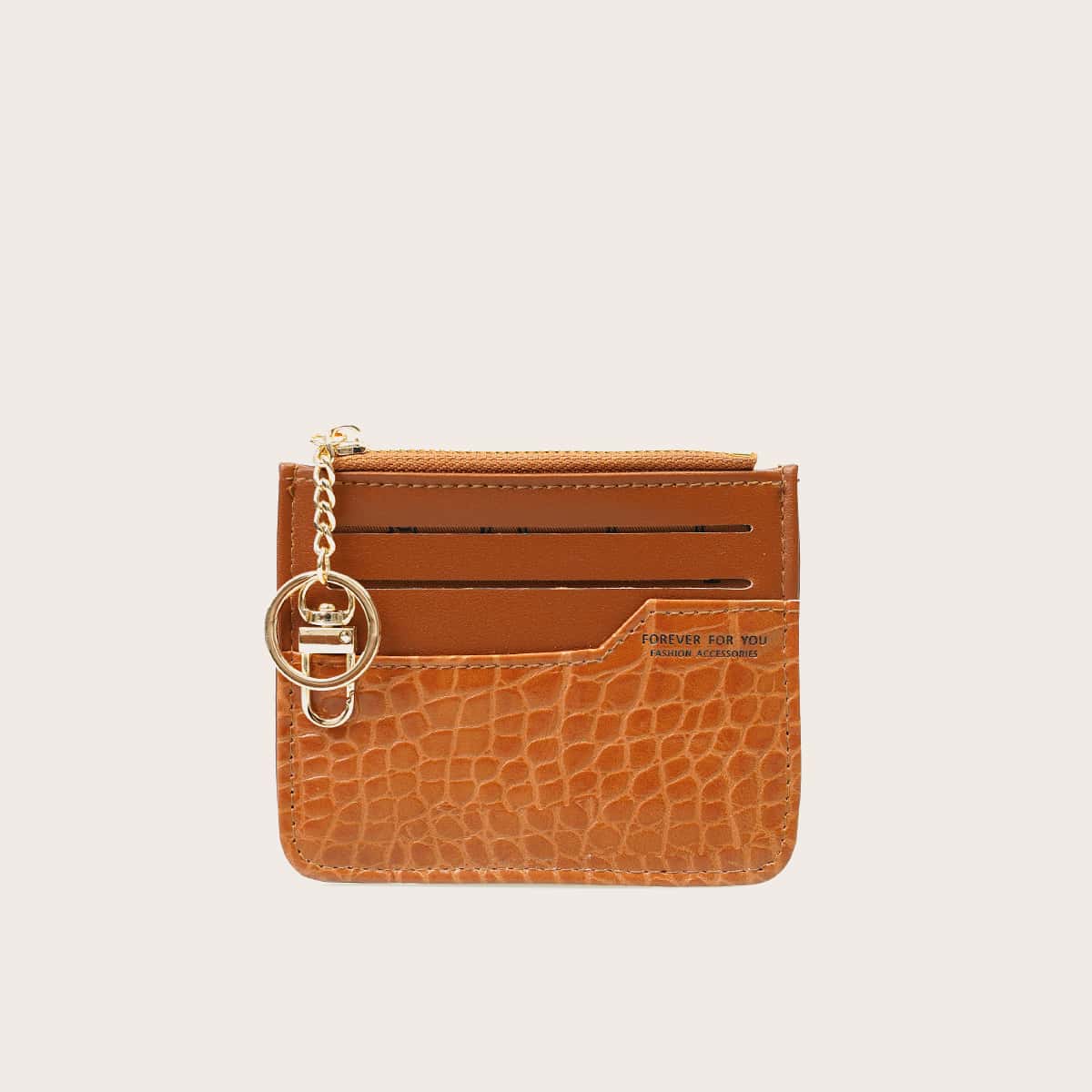 

Croc Embossed Purse With Card Holder, Orange