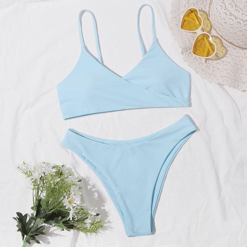 

Wrap Cami Bikini Swimsuit, Blue pastel