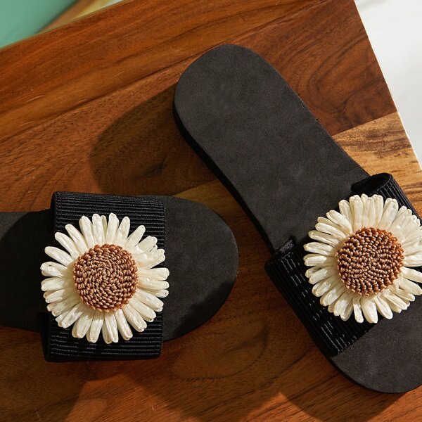 

Flower Decor Sliders, Black