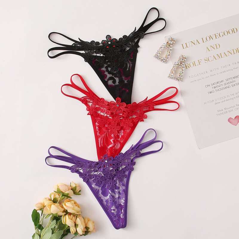 

3pack Floral Lace Thong Panty Set, Multicolor