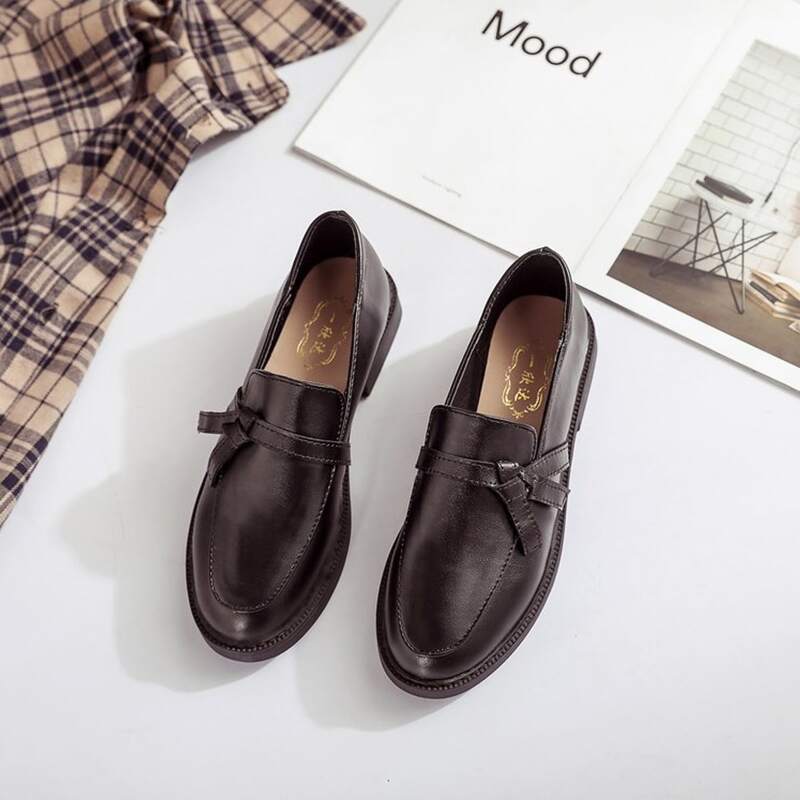 

Tie Front Slip On Loafers, Black
