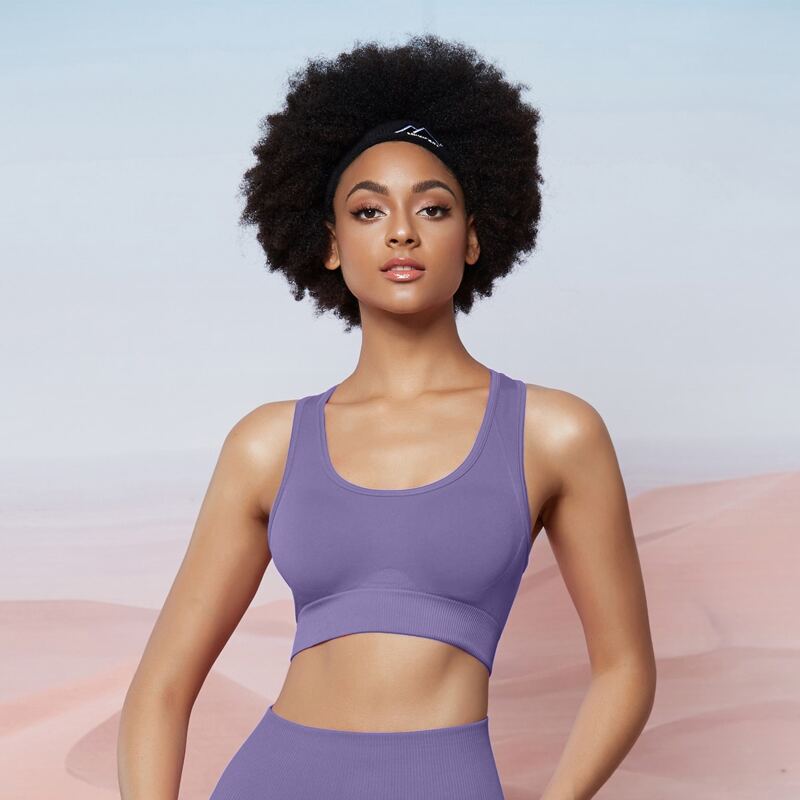 

Linlinq Solid Racer Back Sports Bra, Violet purple