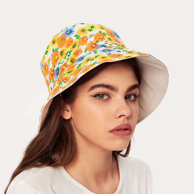 

Floral Pattern Bucket Hat, Multicolor