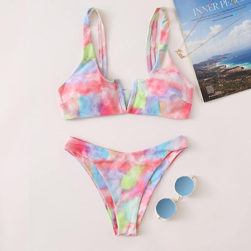 

Tie Dye V Wired Bikini Swimsuit, Multicolor